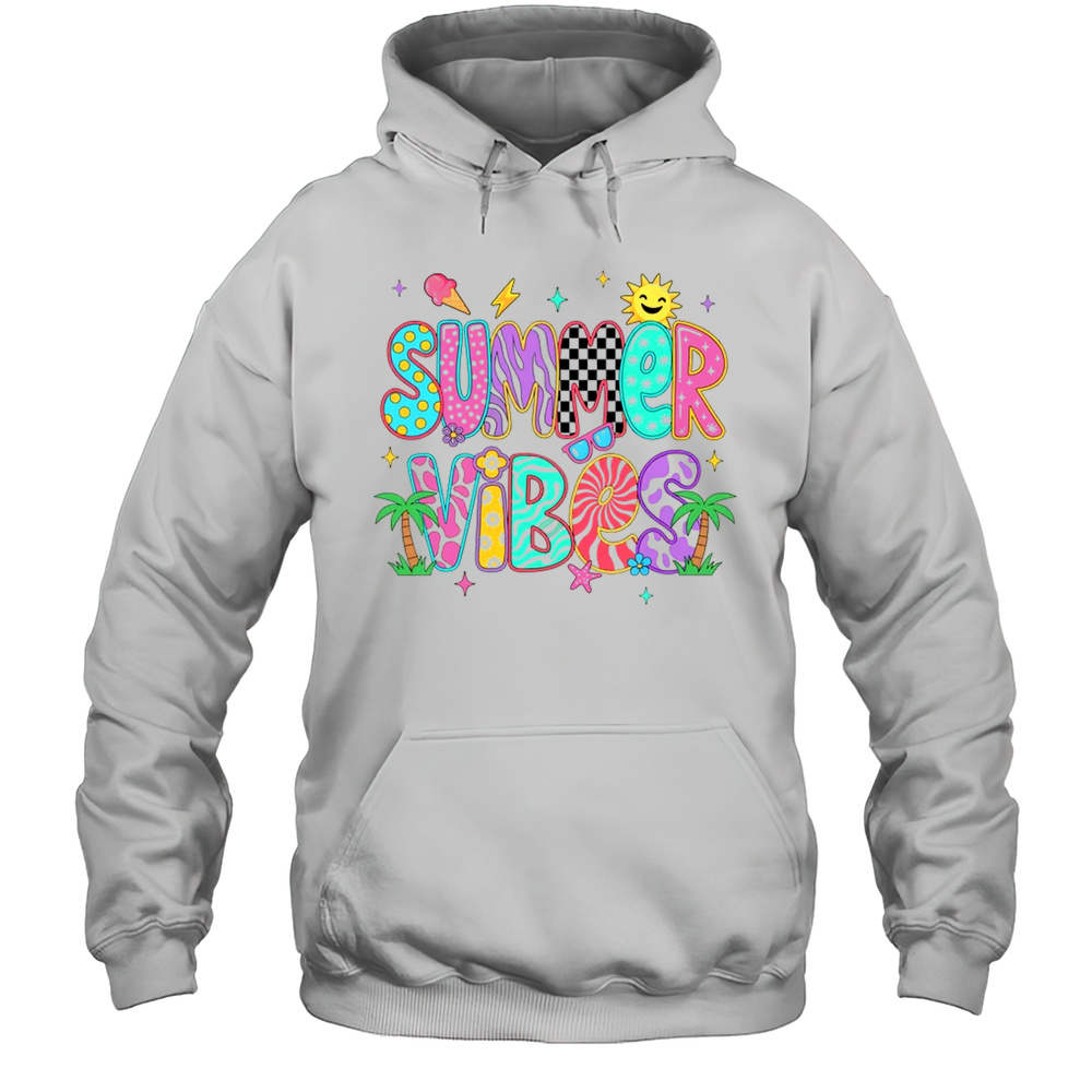 Summer Vibes Retro Hello Summer Vacation Women Girls Boys Shirt Unisex Hoodie