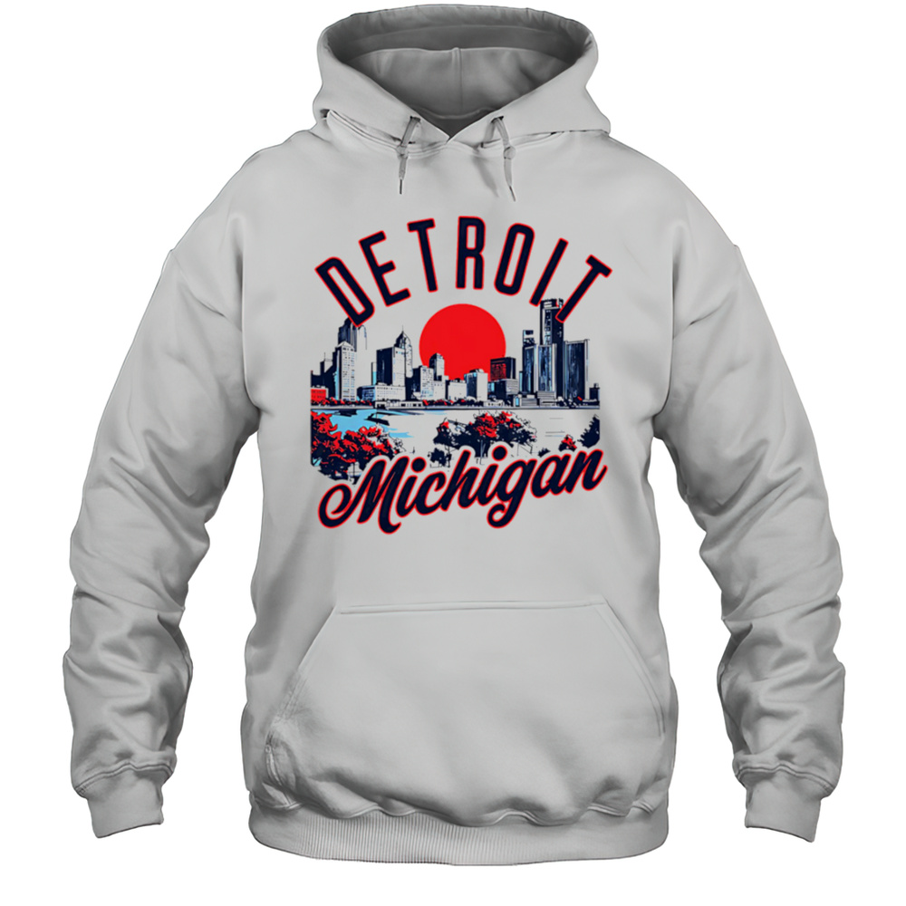 Detroit Michigan Skyline Sunset Shirt Unisex Hoodie