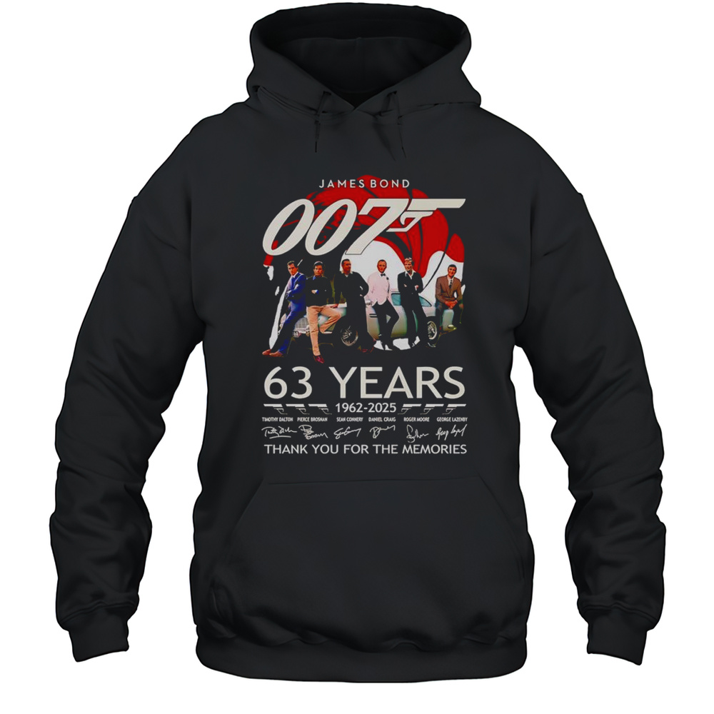 James Bond 007 63 Years 1962 2025 Thank You For The Memories Shirt Unisex Hoodie