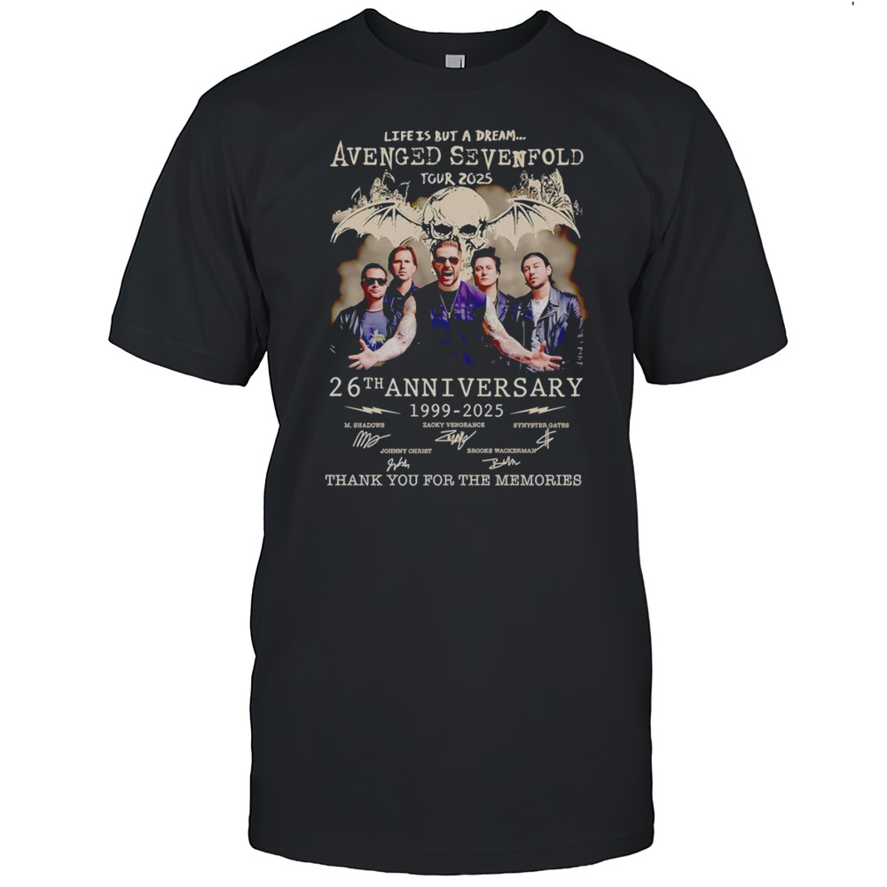 Life Is But A Dream Avenged Sevenfold Tour 2025 26th Anniversary 1999 2025 Thank You For The Memories Shirt