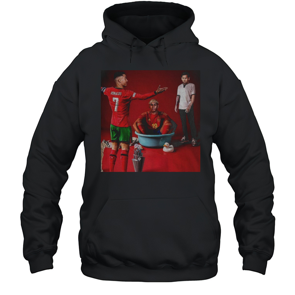Messi Vs Cristiano Ronaldo Vs Lamine Yamal UEFA Champions League Shirt Unisex Hoodie