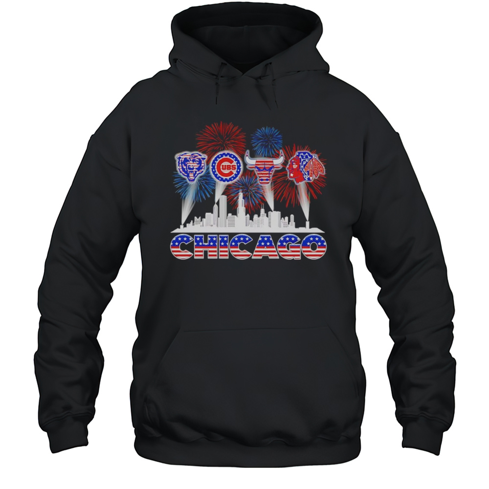 Patriotic Skyline Chicago Sports Shirt Unisex Hoodie