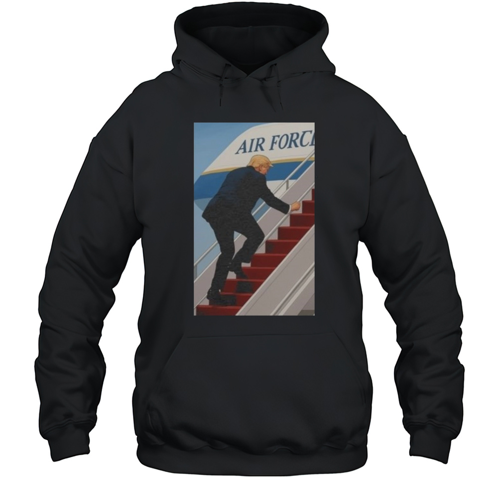 Trump Air Force One Stumble Viral Moment 2025 Shirt Unisex Hoodie