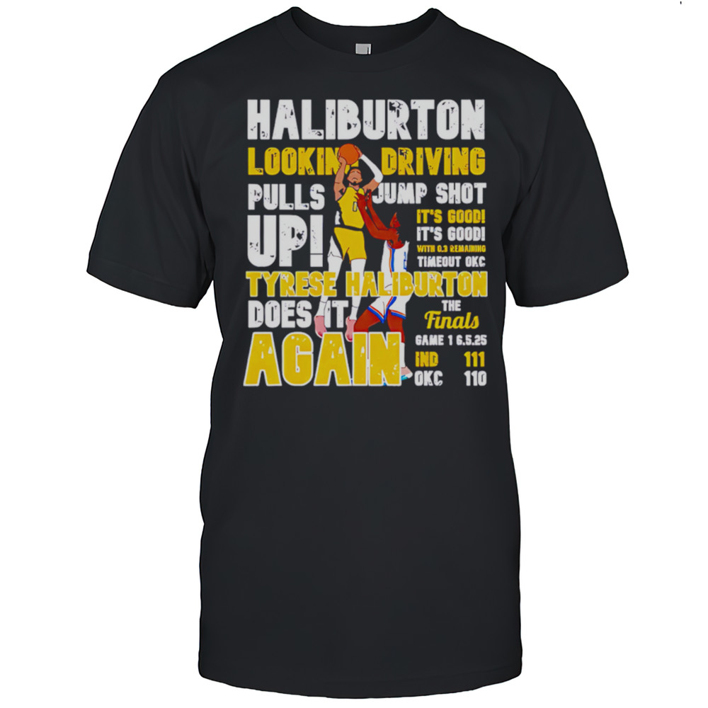 Tyrese Haliburton Looking Driving Punks Jump Shot Up Shirt