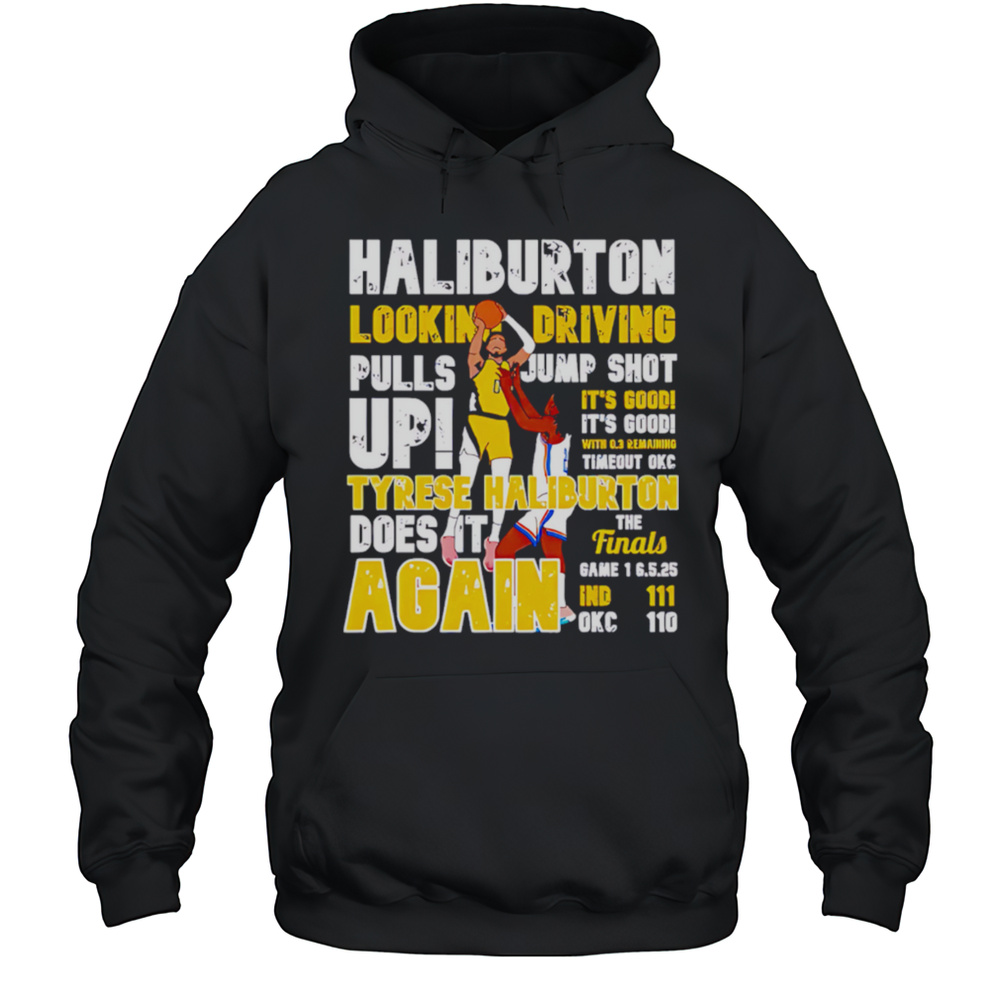 Tyrese Haliburton Looking Driving Punks Jump Shot Up Shirt Unisex Hoodie