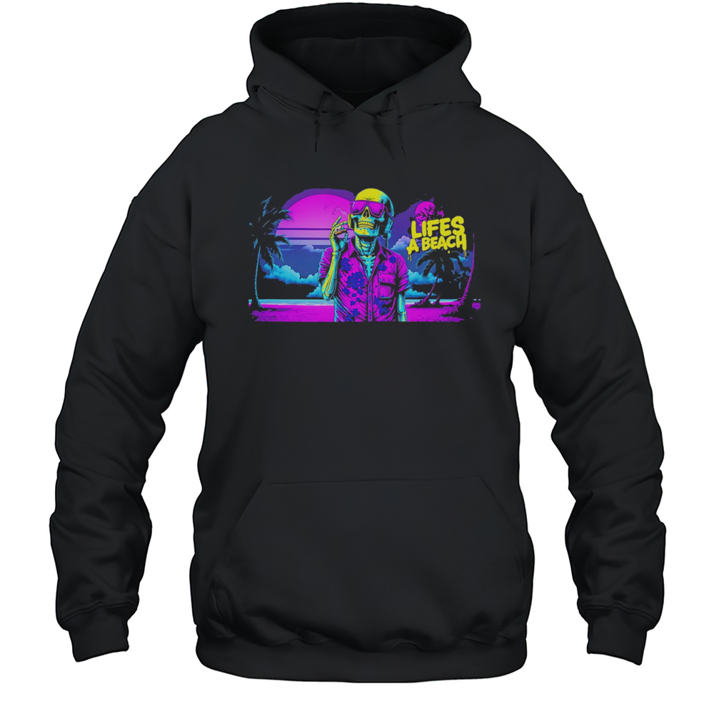 Vibrant Beach Life Skeleton Shirt Unisex Hoodie