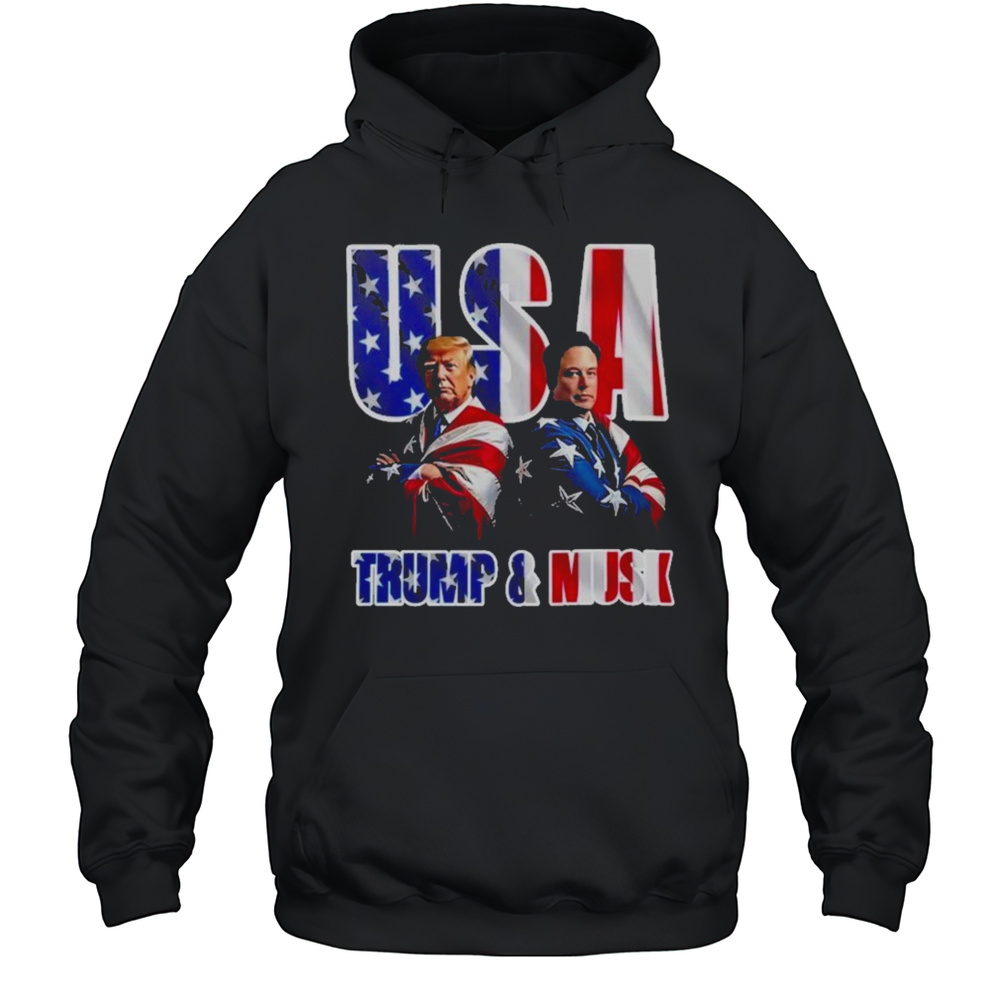 Elon Musk Vs Donald Trump USA Cover Flag American 2025 Black Shirt Unisex Hoodie