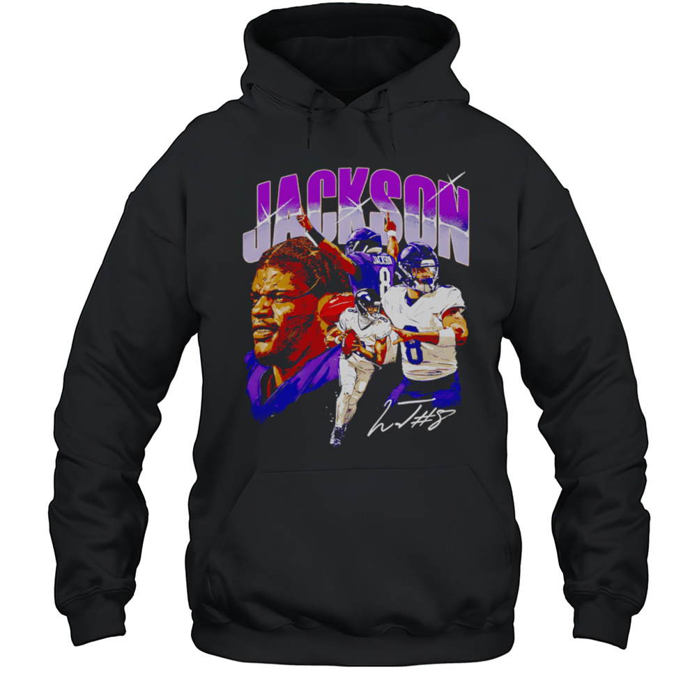 Lamar Jackson Number 8 Baltimore Collage Signature Shirt Unisex Hoodie