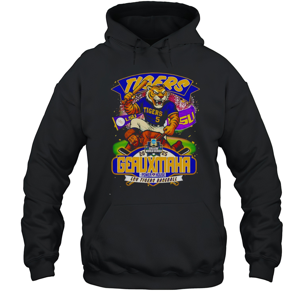LSU Tigers Baseball 2025 Geauxmaha Mascot Shirt Unisex Hoodie