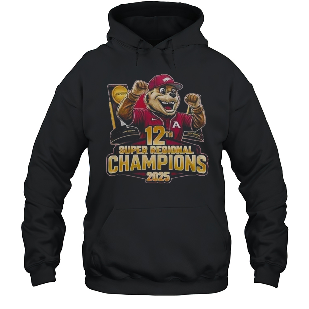 Arkansas Razorbacks 12th Super Regional Champions 2025 Mascot Shirt Unisex Hoodie