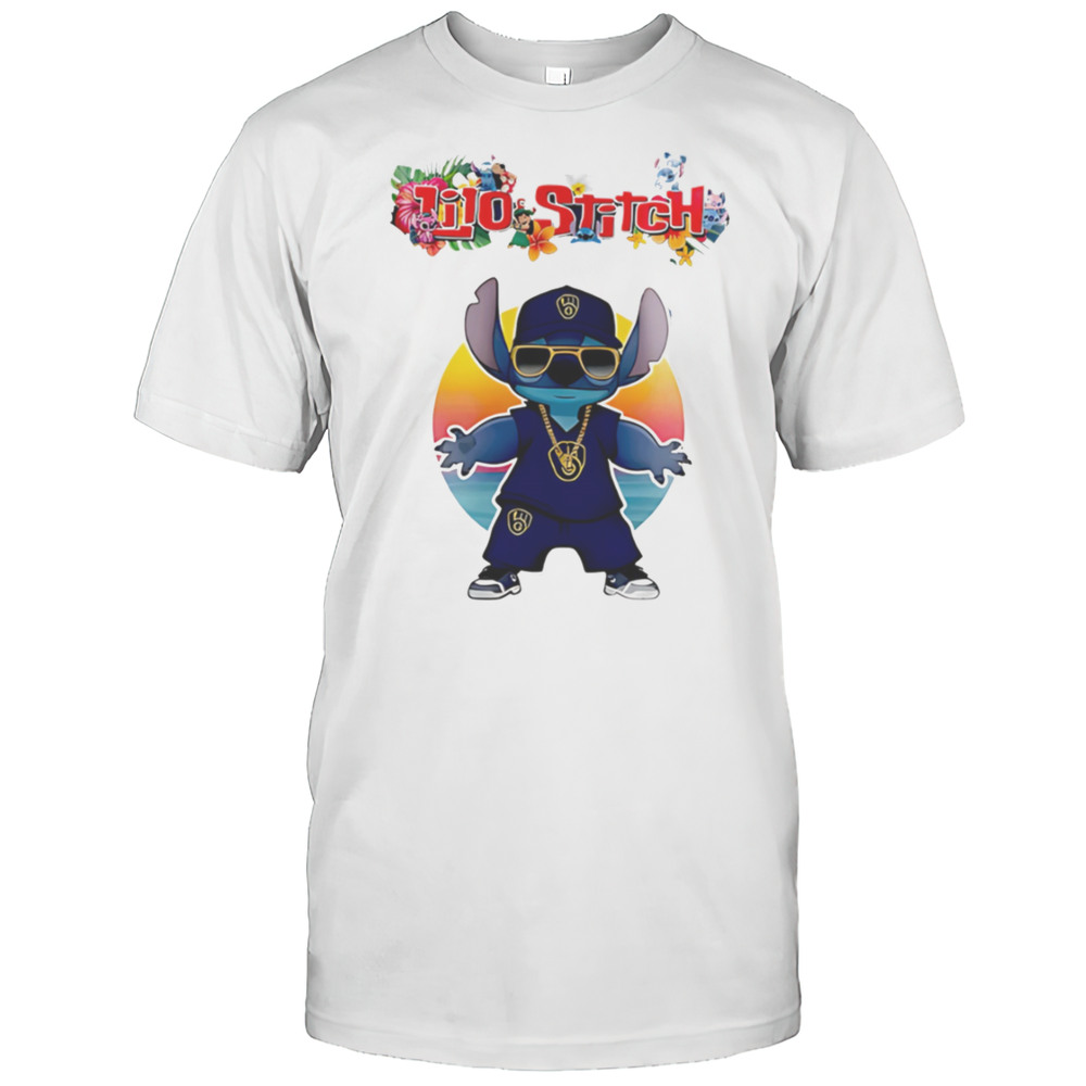Milwaukee Brewers X Lilo And Stitch Baseball Shirt