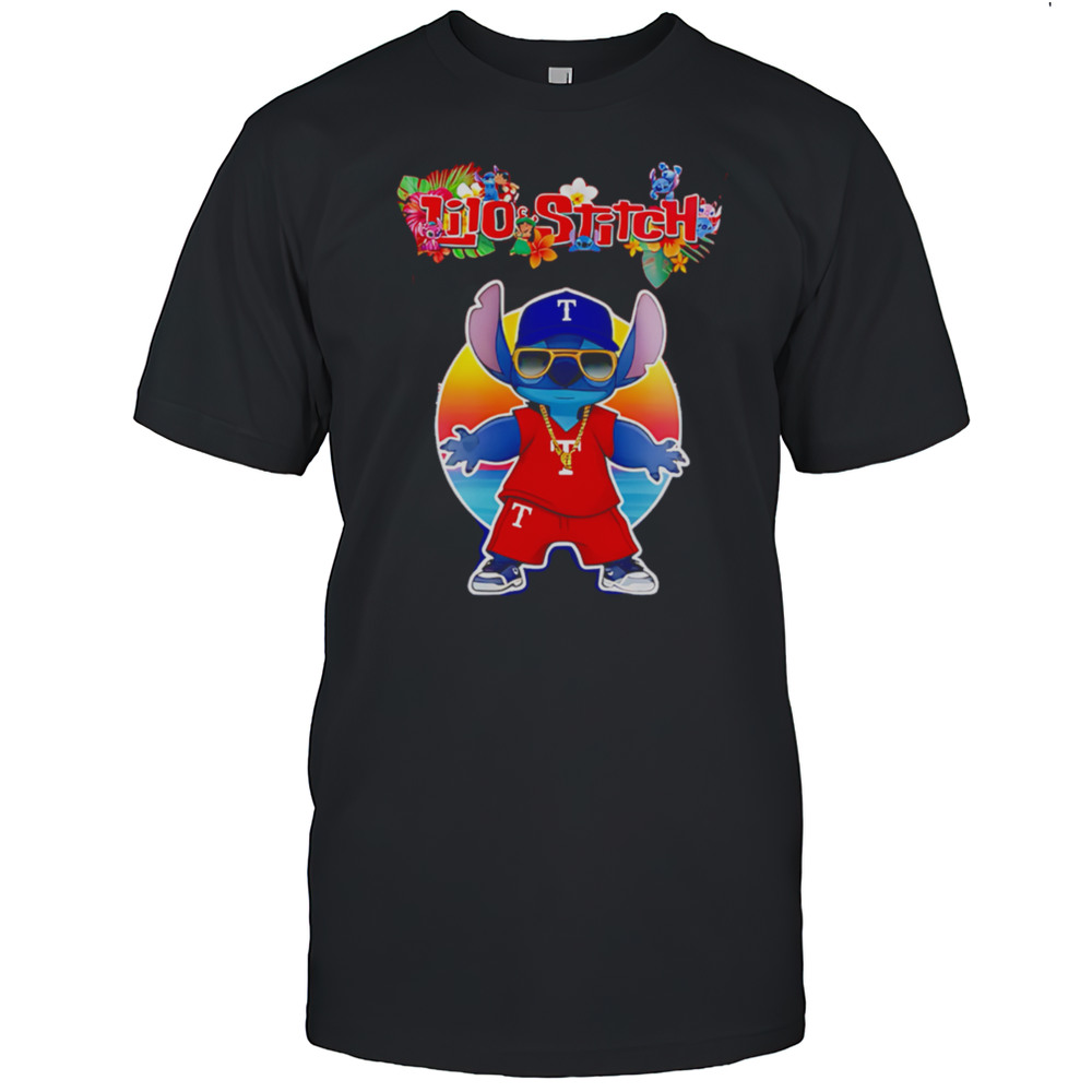 Texas Rangers X Lilo And Stitch Baseball Shirt
