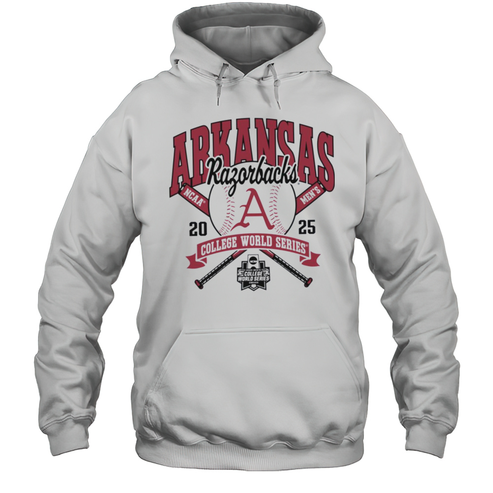 Arkansas Razorbacks College World Series 2025 Baseball Gray Long Sleeve T Shirt Unisex Hoodie