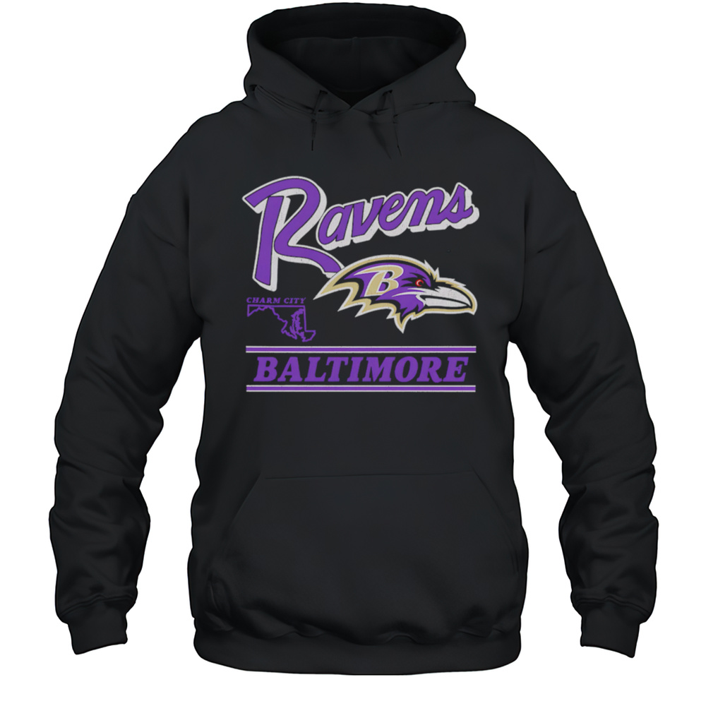 Baltimore Ravens Fly Charm City Retro Shirt Unisex Hoodie
