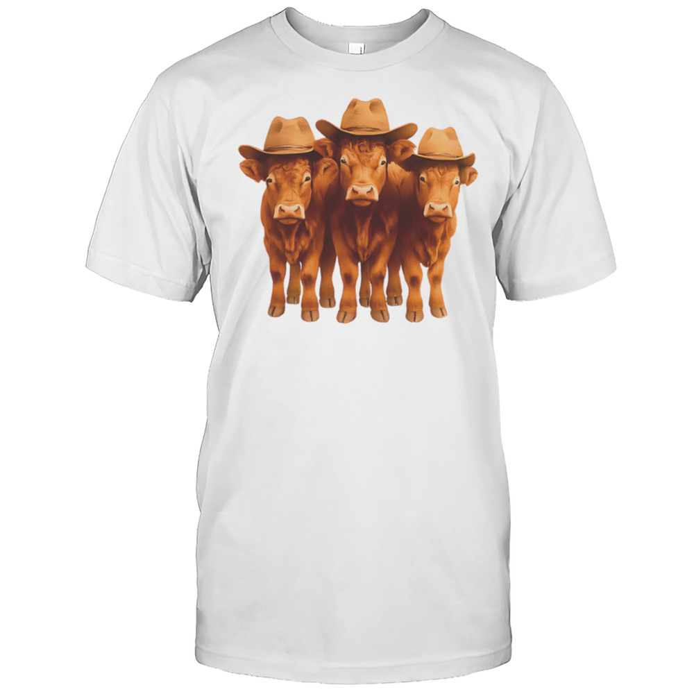 Cowboy Hat Wearing Cows Cute Shirt