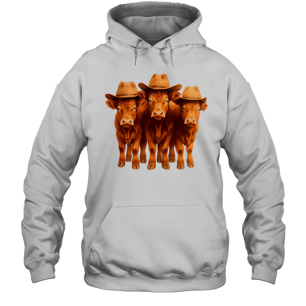 Cowboy Hat Wearing Cows Cute Shirt Unisex Hoodie