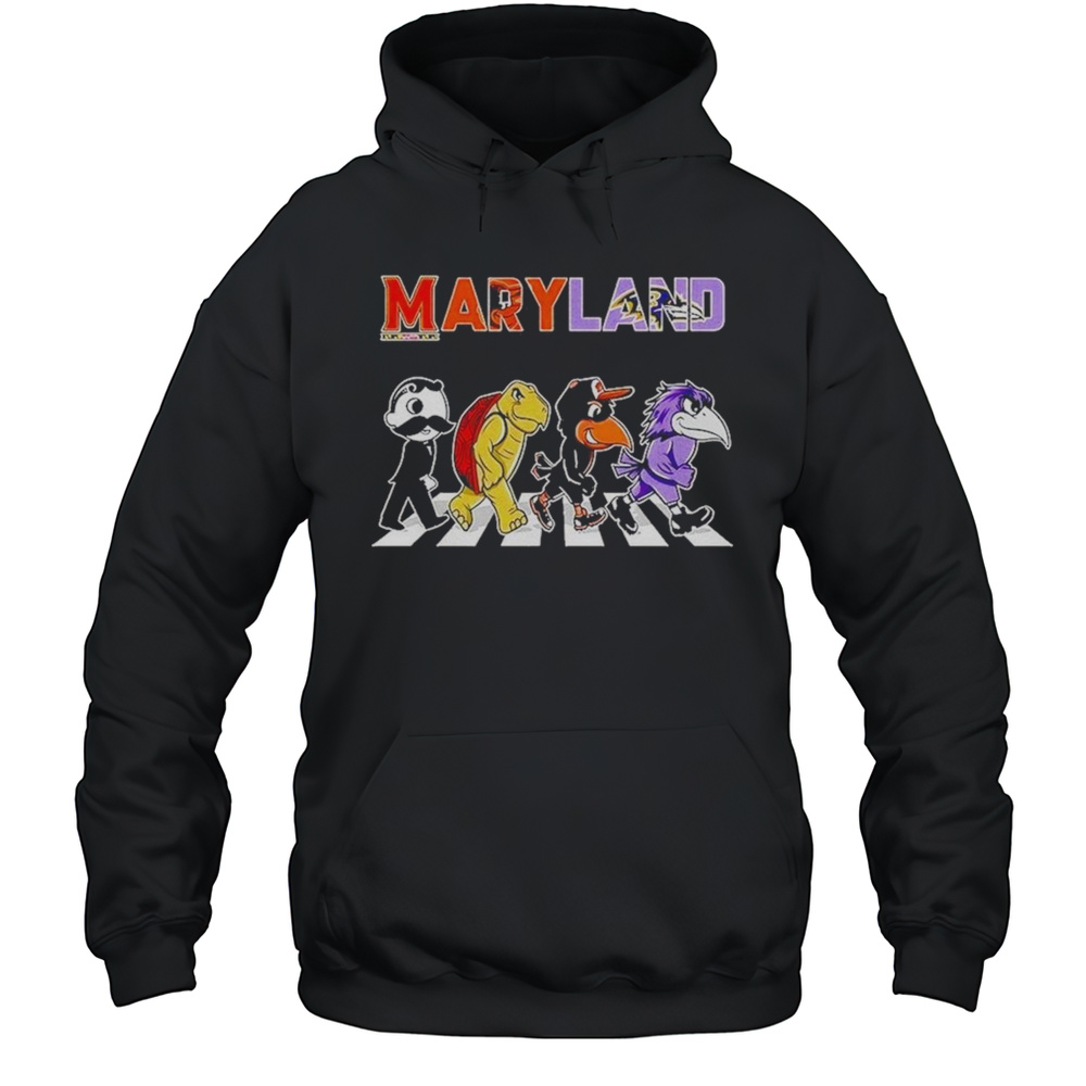 Maryland Sports Team Logo Mascot Abbey Road 2025 Shirt Unisex Hoodie