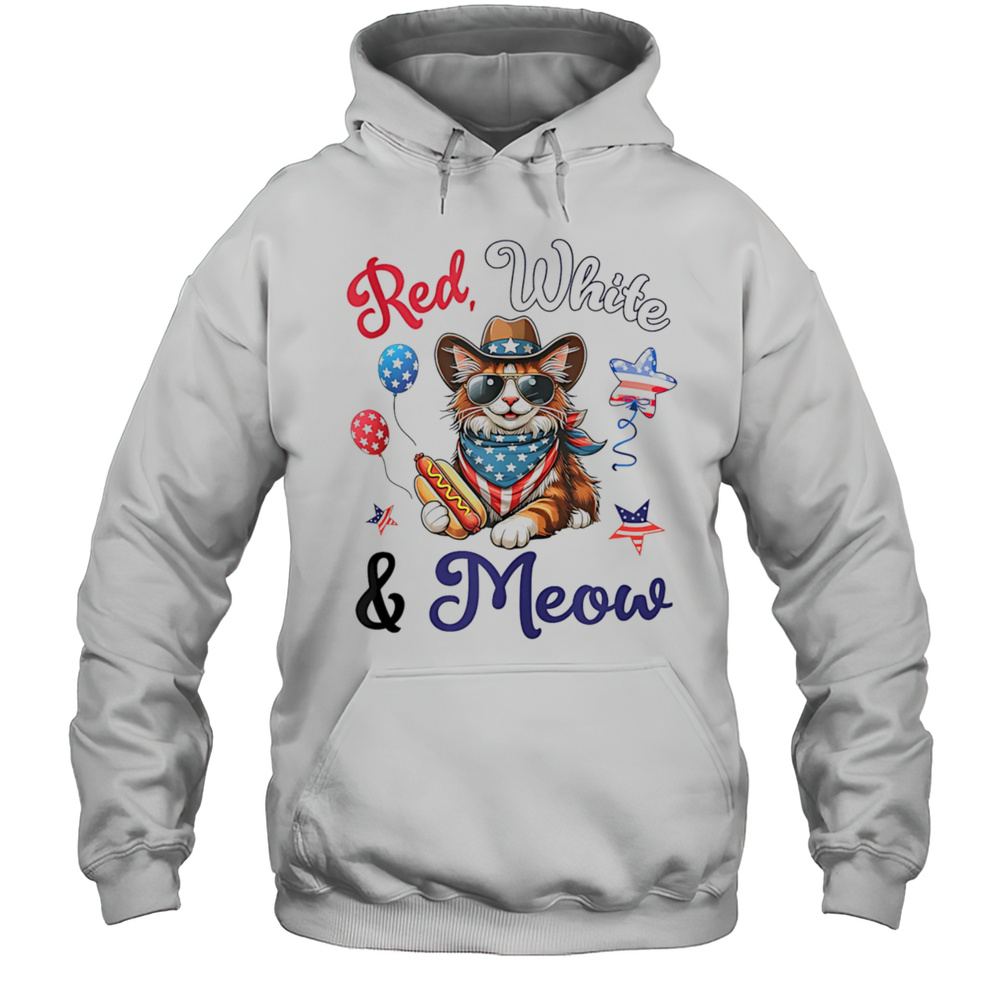 Red White And Meow Shirt Unisex Hoodie