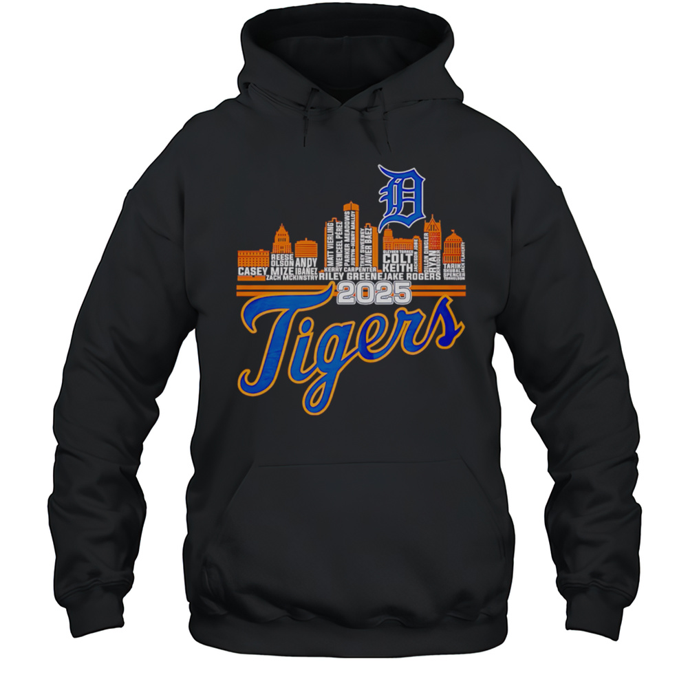 Skyline Detroit Tigers 2025 Name Players Shirt Unisex Hoodie