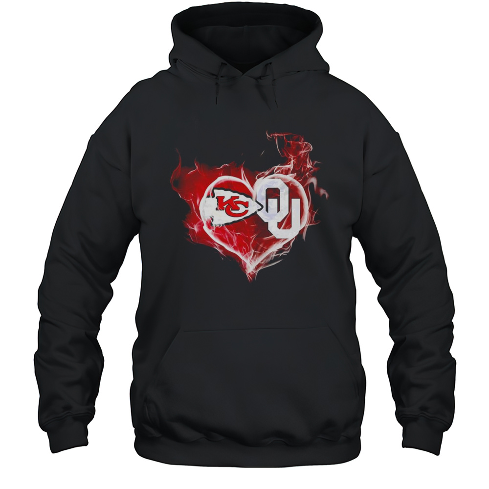 Smoke Heart Kansas City Chiefs And Oklahoma Sooners Shirt Unisex Hoodie