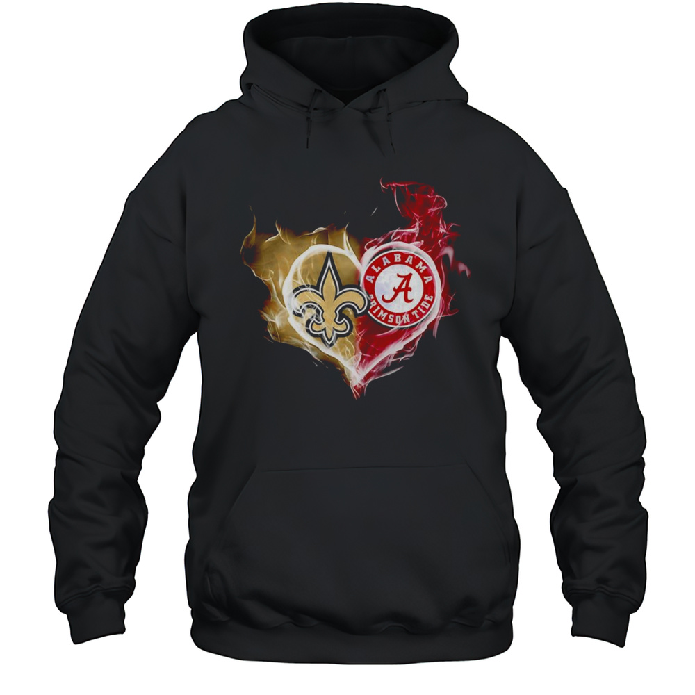 Smoke Heart Saint New Orleans And Alabama Crimson Tide Shirt Unisex Hoodie