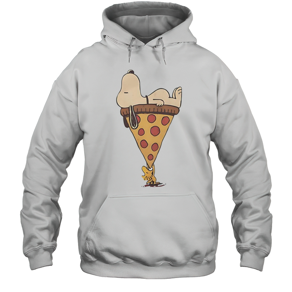 Snoopy And Woodstock And A Giant Slice Of Pizza T-Shirt Unisex Hoodie