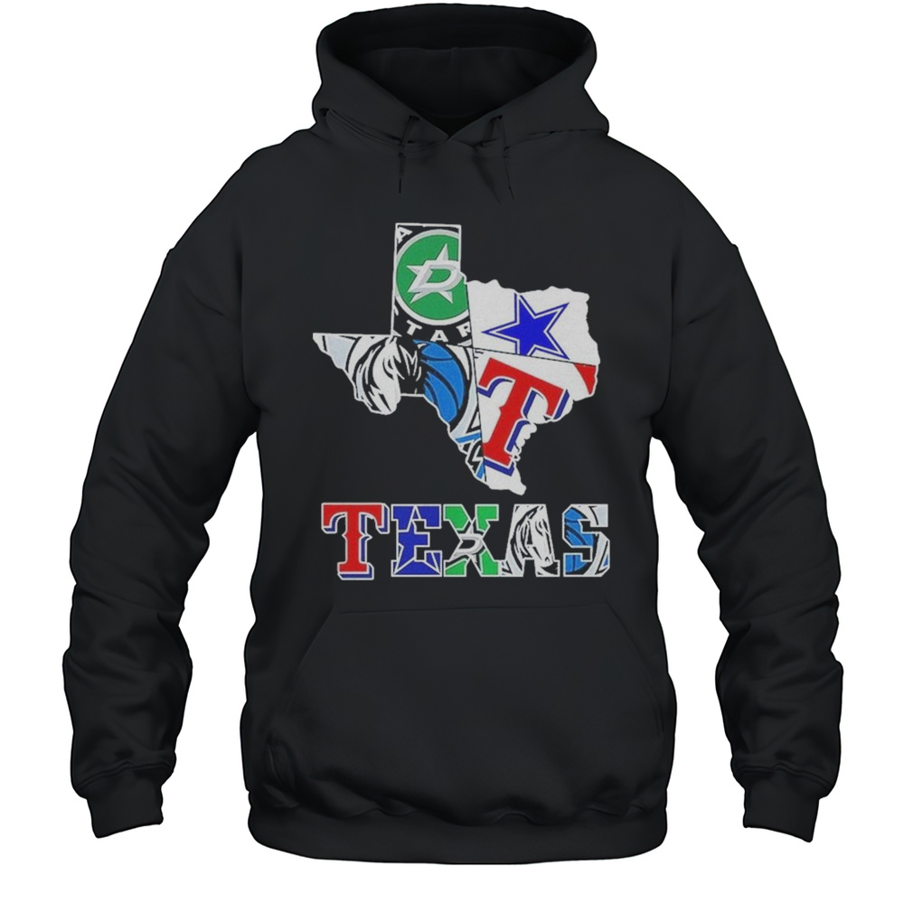 Texas Sports Teams Logo Map 2025 Shirt Unisex Hoodie
