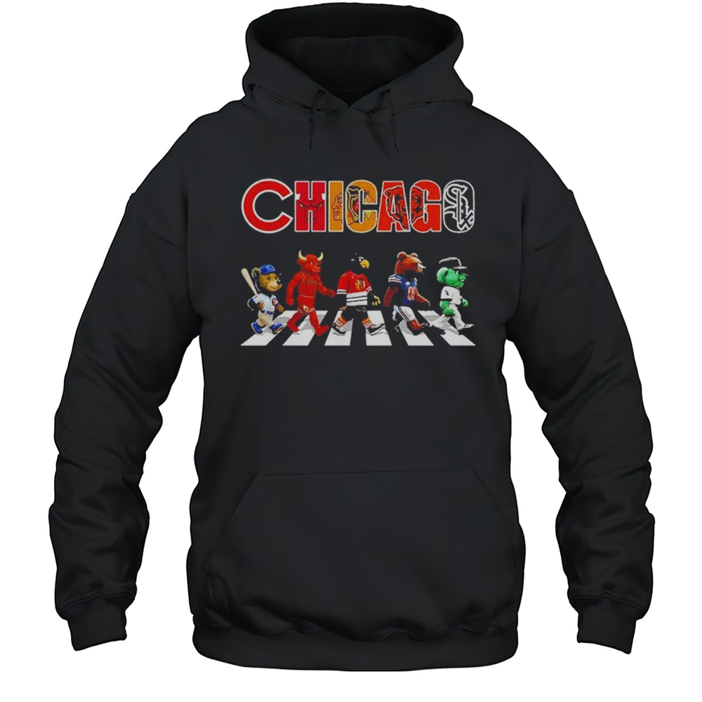 Chicago Sports Team Logo Mascot Abbey Road 2025 Shirt Unisex Hoodie