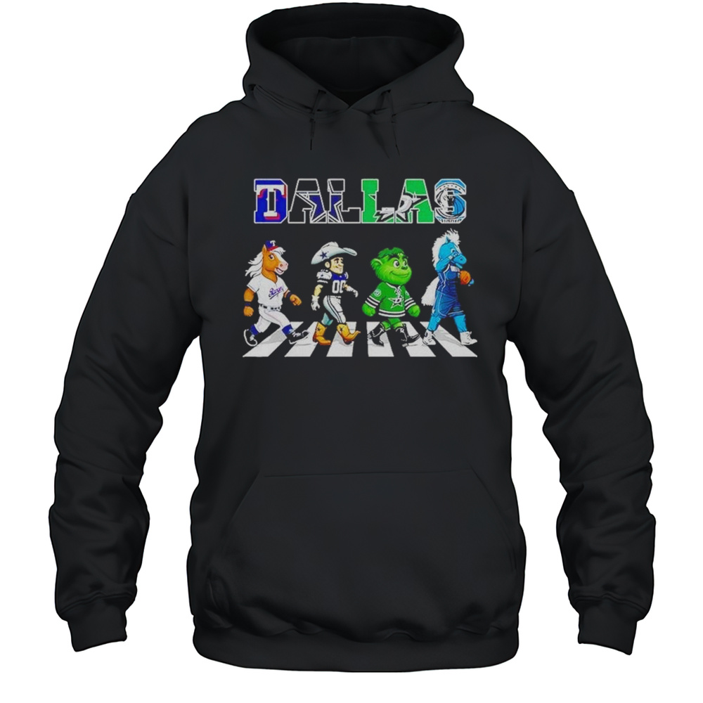 Dallas Sports Team Logo Mascot Abbey Road 2025 Shirt Unisex Hoodie