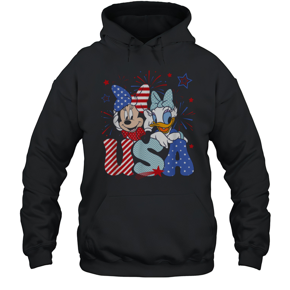 Disney Mickey  Friends 4th Of July USA Minnie  Daisy Retro T Shirt Unisex Hoodie