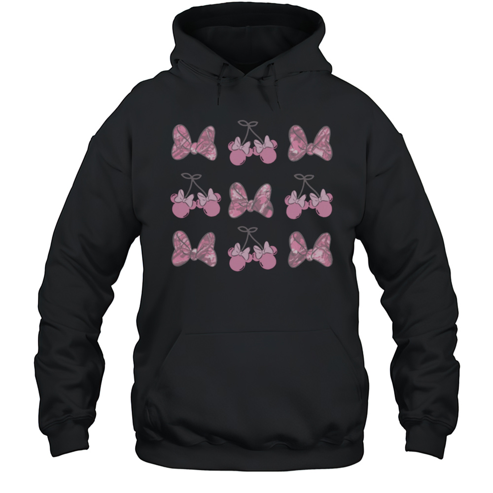 Disney Minnie Mouse Pink Camo Retro Bow Grid Shirt Unisex Hoodie