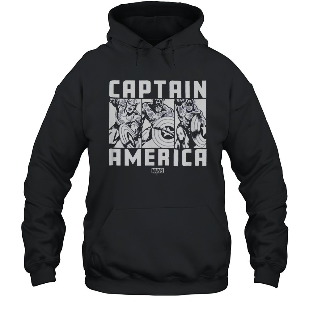 Marvel Captain America In Action Tri Panel T Shirt Unisex Hoodie