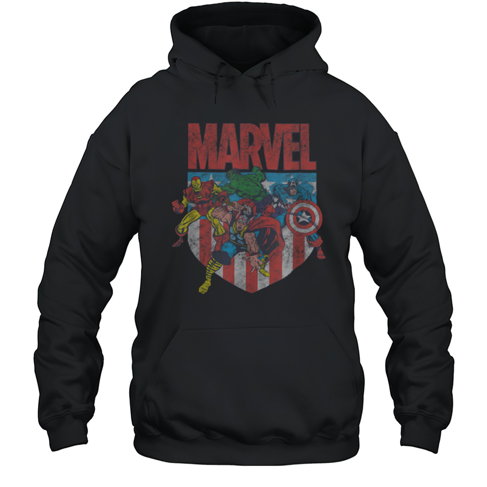 Marvel Comics Retro Classic 4th Of July Avengers Distressed T Shirt Unisex Hoodie