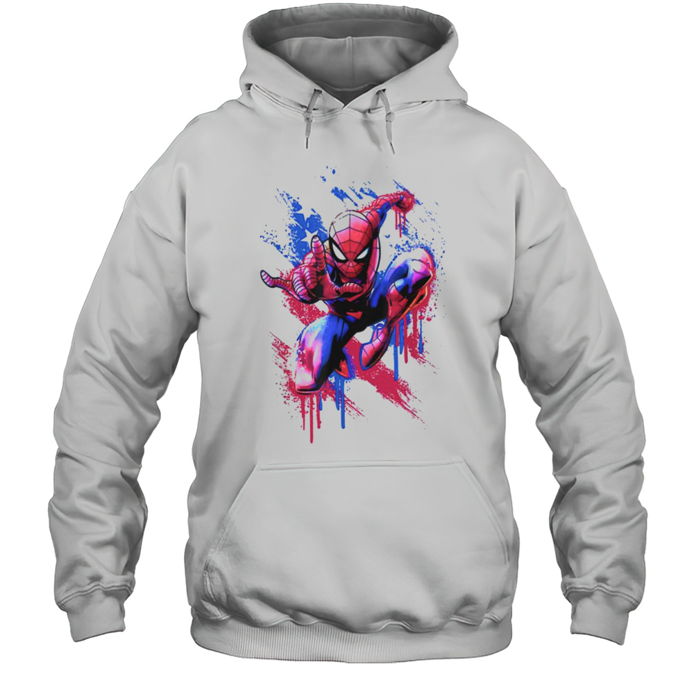 Marvel Spider Man 4th Of July Spider Man Americana Drip T Shirt Unisex Hoodie