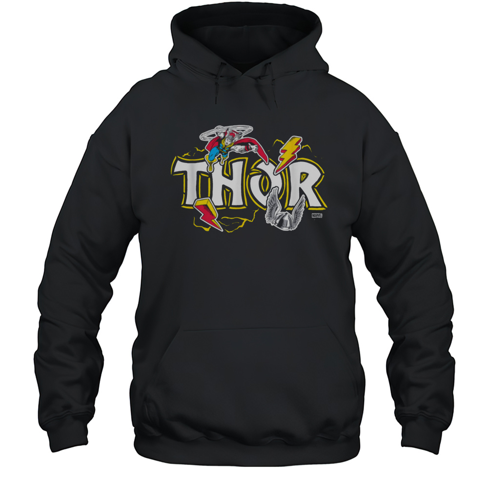 Marvel Thor Dimensional Sticker Motive T Shirt Unisex Hoodie