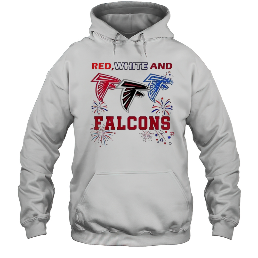 Red White And Atlanta Falcons 4th Of July Independence Day 2025 Shirt Unisex Hoodie