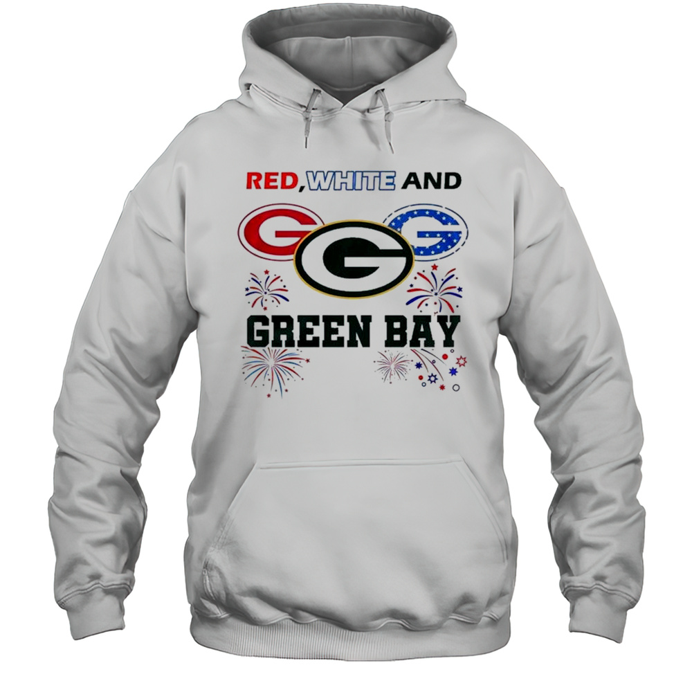 Red White And Green Bay Packers 4th Of July Independence Day 2025 Shirt Unisex Hoodie
