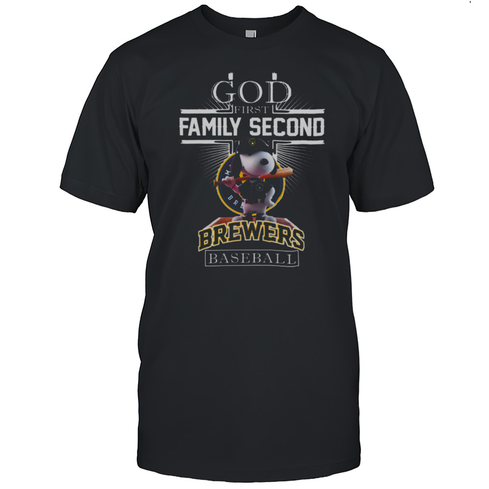 Milwaukee Brewers Shop Snoopy God First Family Second Then Milwaukee Brewers Baseball T Shirt Milwaukee Brewers Shop Snoopy God First Family Second Then Milwaukee Brewers Baseball T Shirt