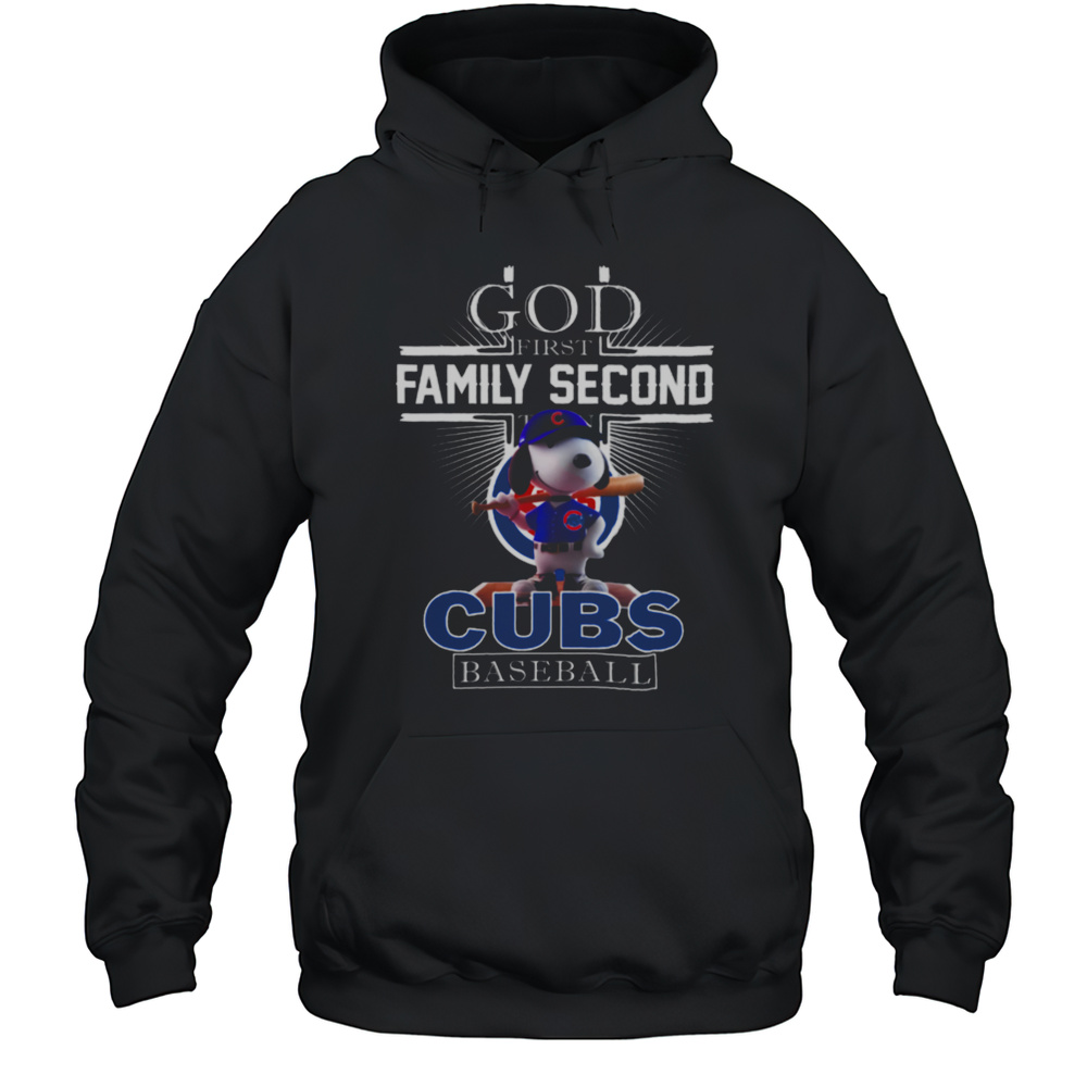 Snoopy God First Family Second Then Chicago Cubs Baseball T Shirt Unisex Hoodie
