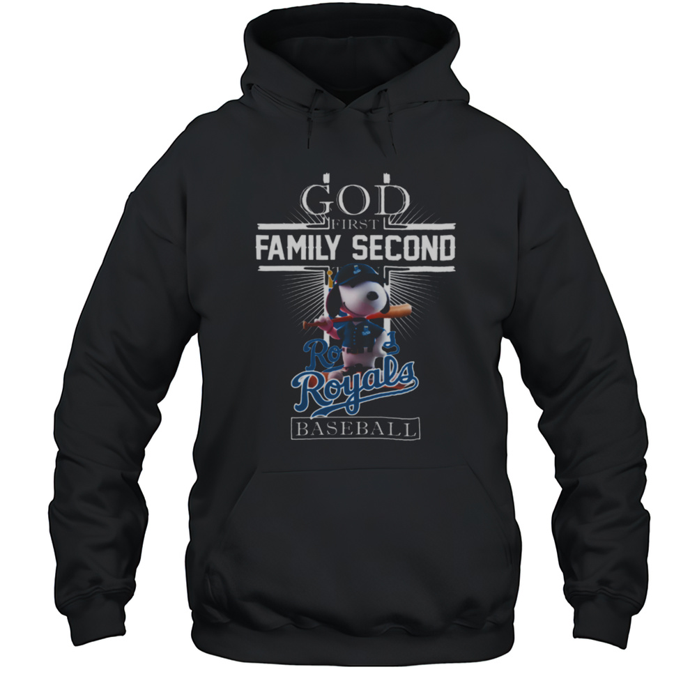Snoopy God First Family Second Then Kansas City Royals Baseball T Shirt Unisex Hoodie