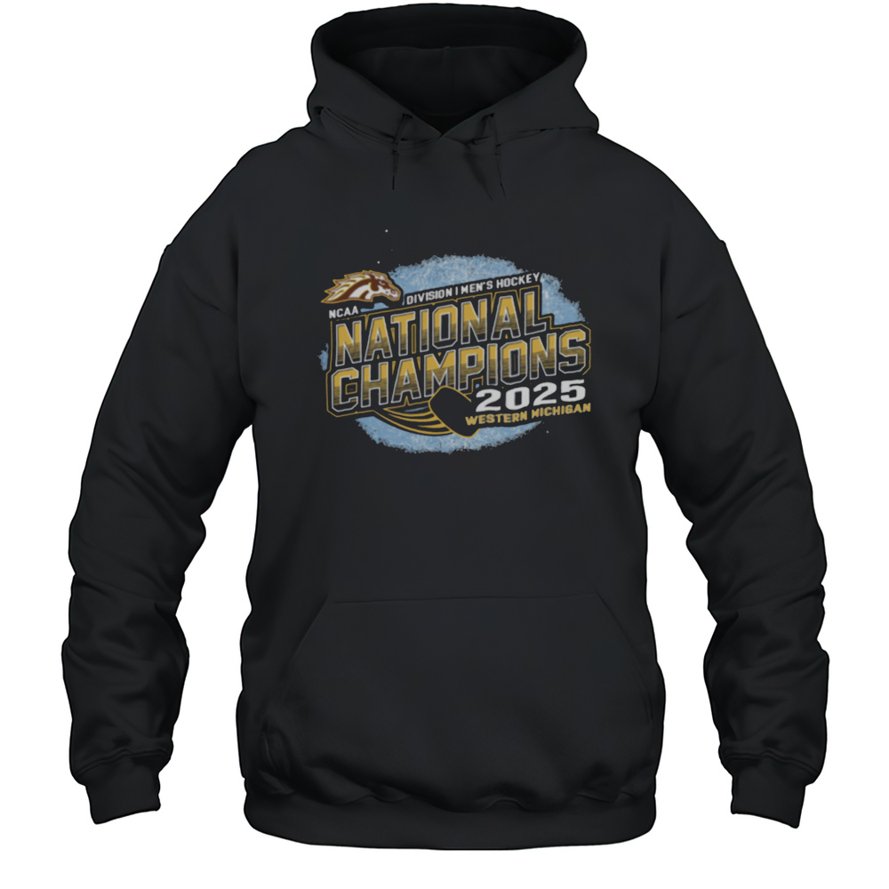 Western Michigan Broncos Mens Hockey 2025 Ncaa National Champions 47 Franklin T Shirt Unisex Hoodie
