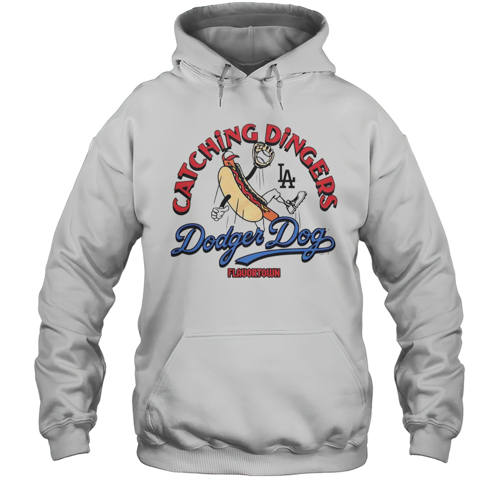 MLB X Flavortown Los Angeles Dodgers Catching Dingers Dodger Dog T-Shirt Unisex Hoodie