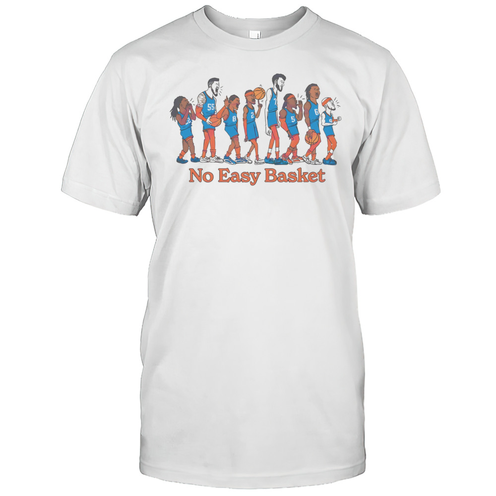 Cartoon Oklahoma City Thunder Players Lined Up With No Easy Basket Text Shirt