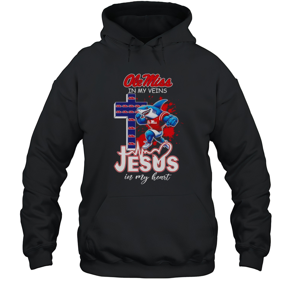 Ole Miss In My Veins Jesus In My Heart Football Mascot Shirt Unisex Hoodie