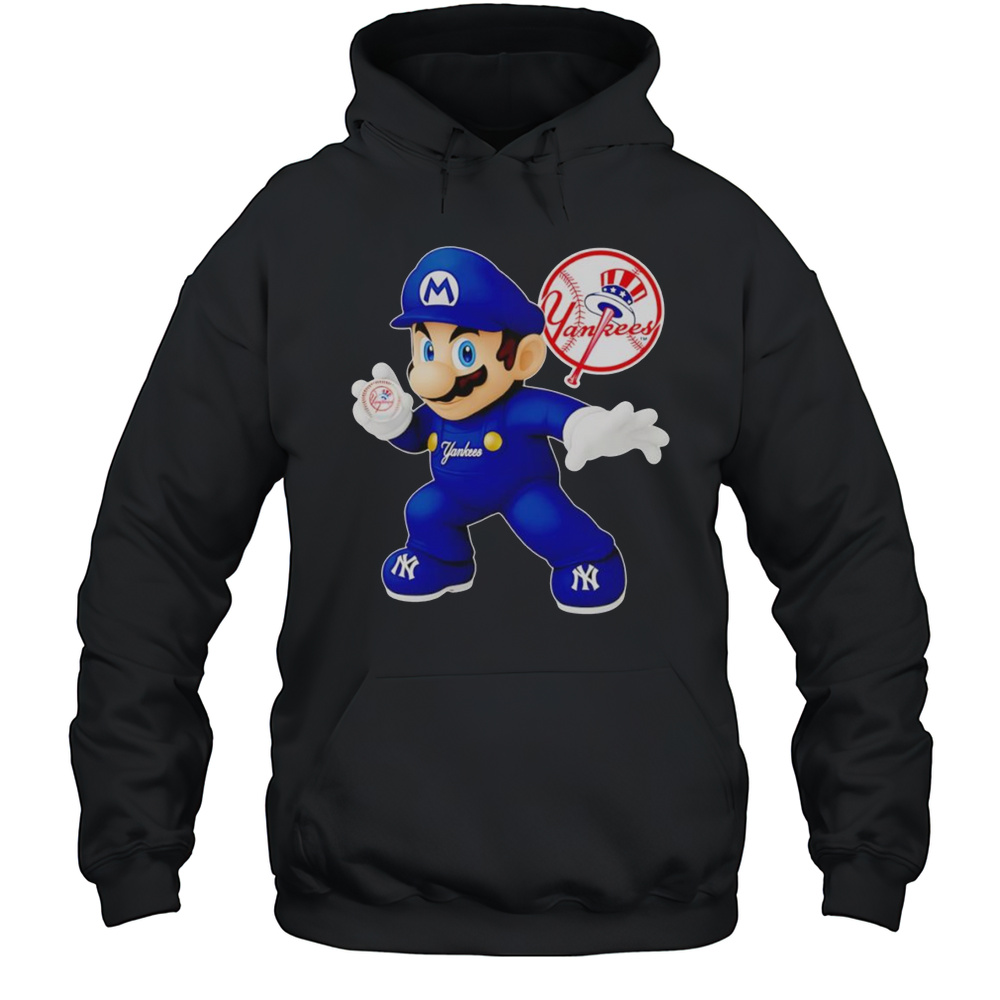 Super Mario Holding Baseball New York Yankees Shirt Unisex Hoodie