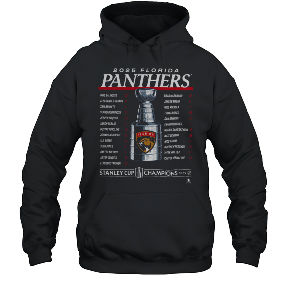 Florida Panthers Fanatics 2025 Stanley Cup Champions Give  Go Roster T Shirt Unisex Hoodie