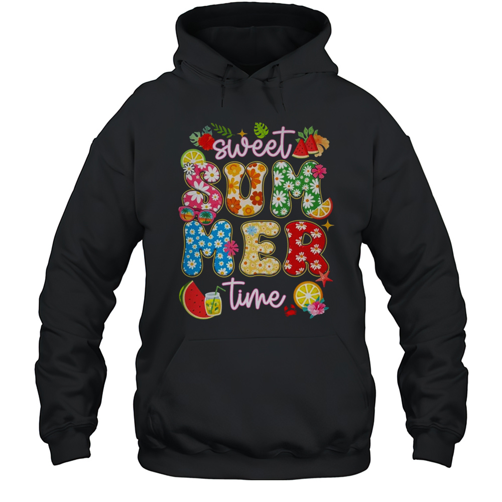 Sweet Summer Time Groovy Floral Summer Vacation Women Girls Shirt Unisex Hoodie