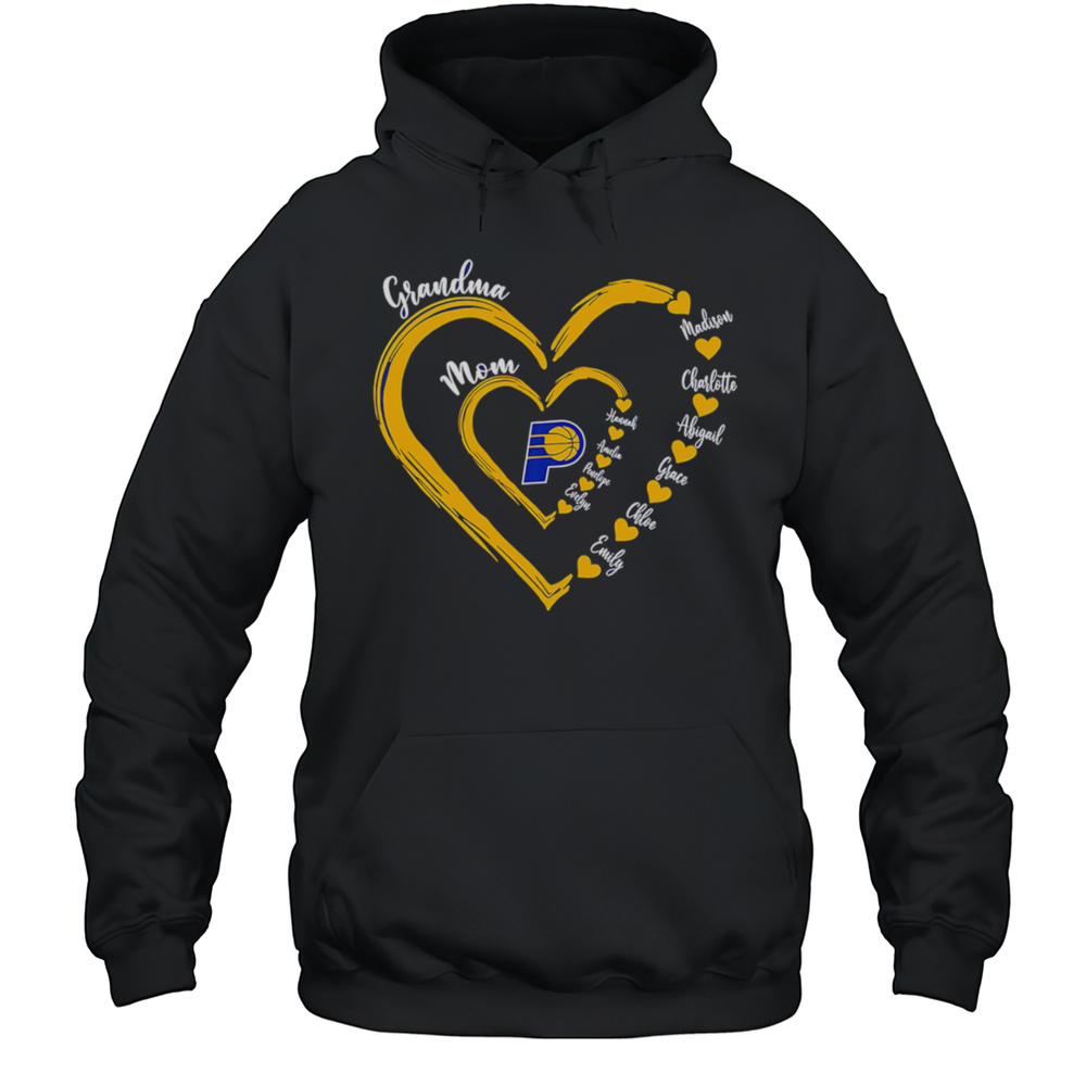 Grandma Mom Indiana Pacers Heart Shirt Unisex Hoodie