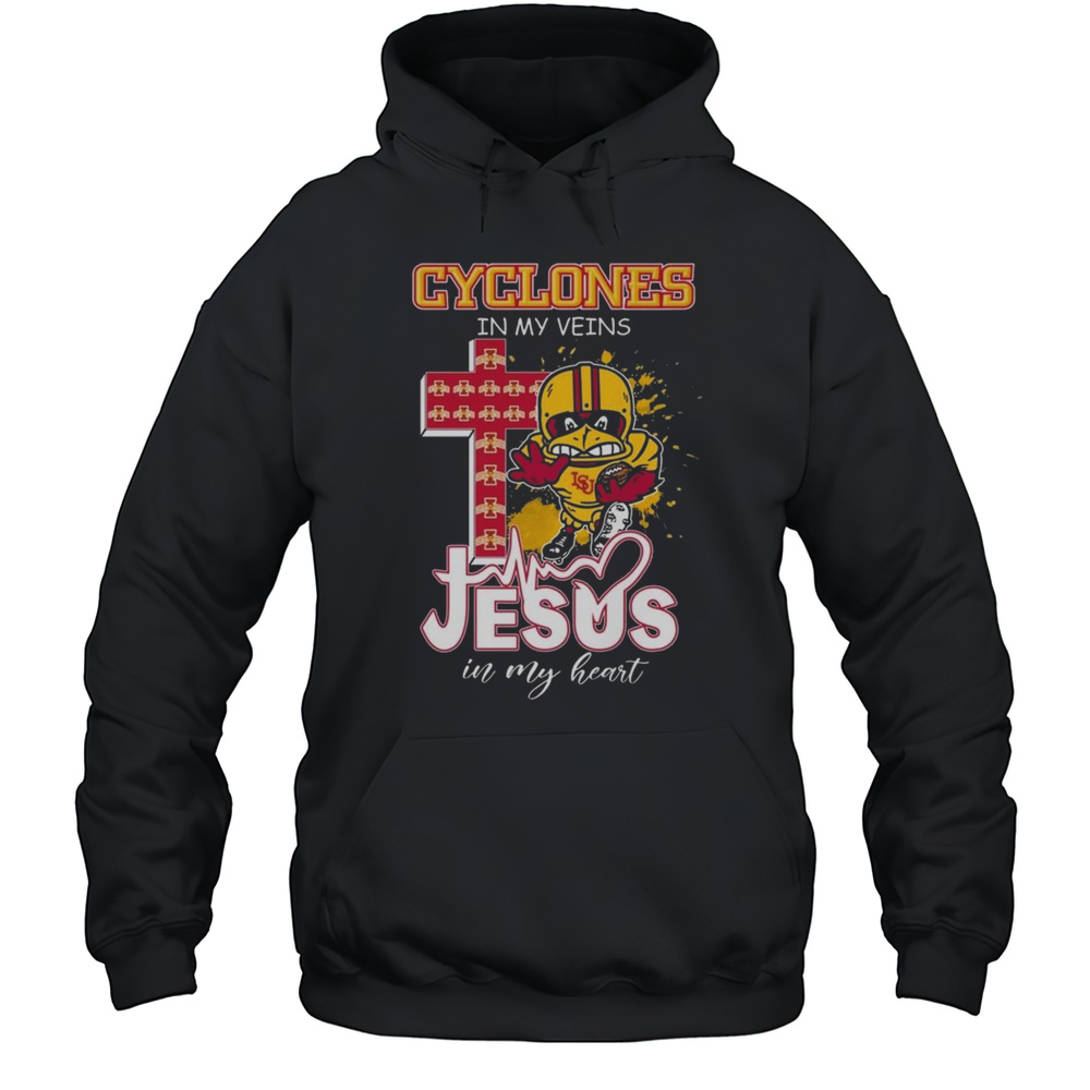 Iowa State Cyclones In My Veins Jesus In My Heart Mascot 2025 Shirt Unisex Hoodie
