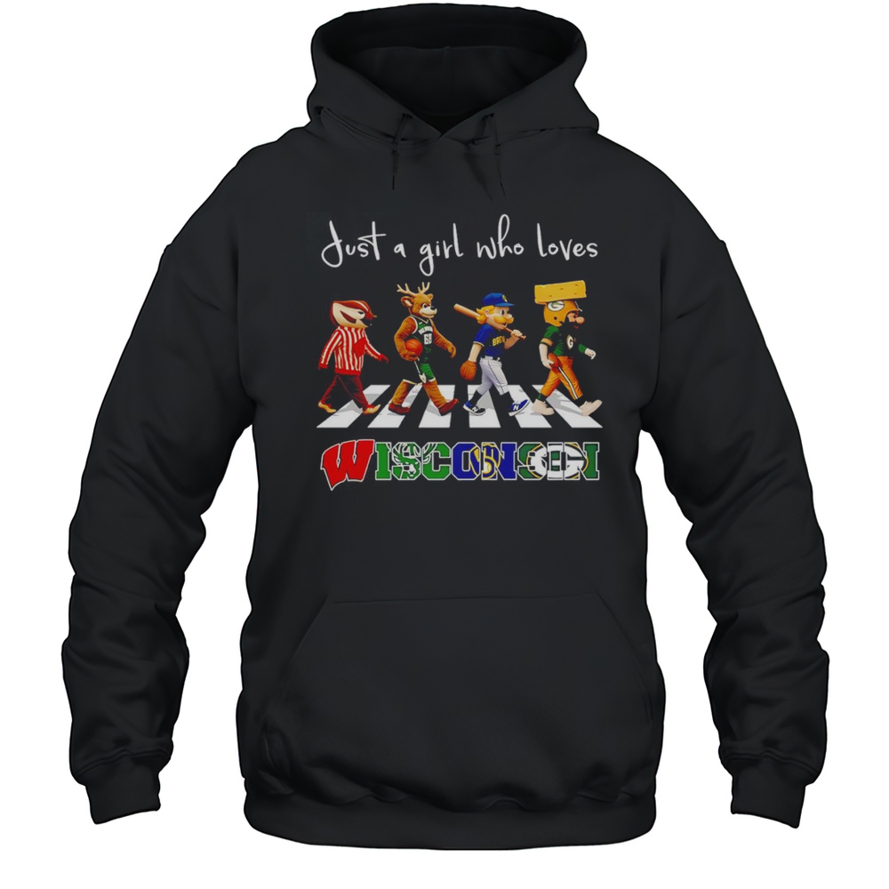 Just A Girl Who Loves Wisconsin Sports Mascot Shirt Unisex Hoodie